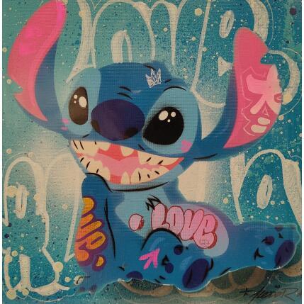 Gemälde Stitch Relax von Lemoine Mael | Gemälde Pop-Art Acryl, Graffiti Pop-Ikonen