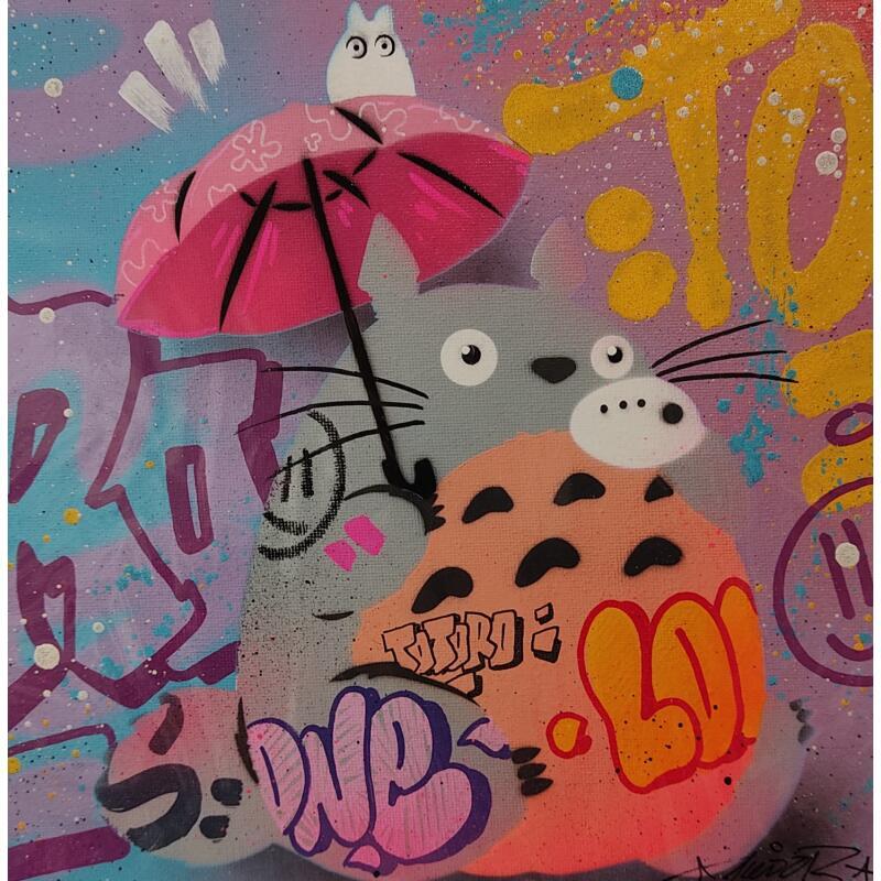 Gemälde Totoro von Lemoine Mael | Gemälde Pop-Art Pop-Ikonen Graffiti Acryl