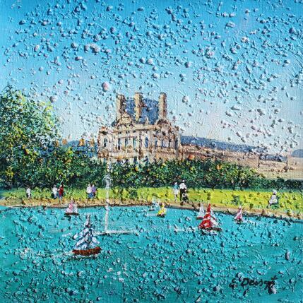 Peinture Les bateaux des Tuileries par Dessapt Elika | Tableau Impressionnisme Acrylique, Sable