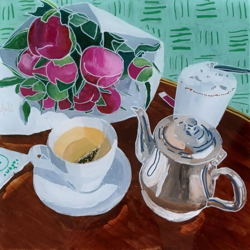 Peinture Elle préférait le rose par Auriol Philippe | Tableau Figuratif Natures mortes Plexiglas Acrylique Posca