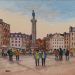 Gemälde Soir couchant sur la Grand Place von Decoudun Jean charles | Gemälde Figurativ Urban Aquarell