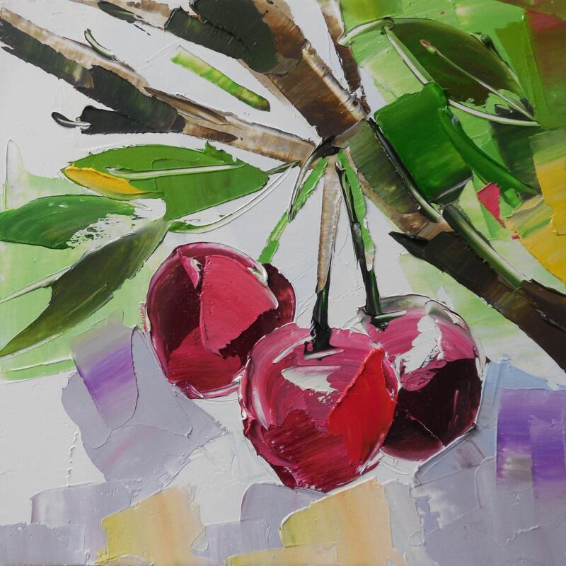 Peinture Red Cherries par Lunetskaya Elena | Tableau Figuratif Huile