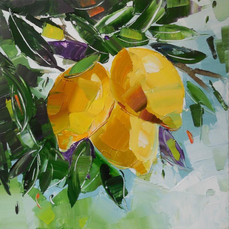 Peinture Three Lemons par Lunetskaya Elena | Tableau Figuratif Huile