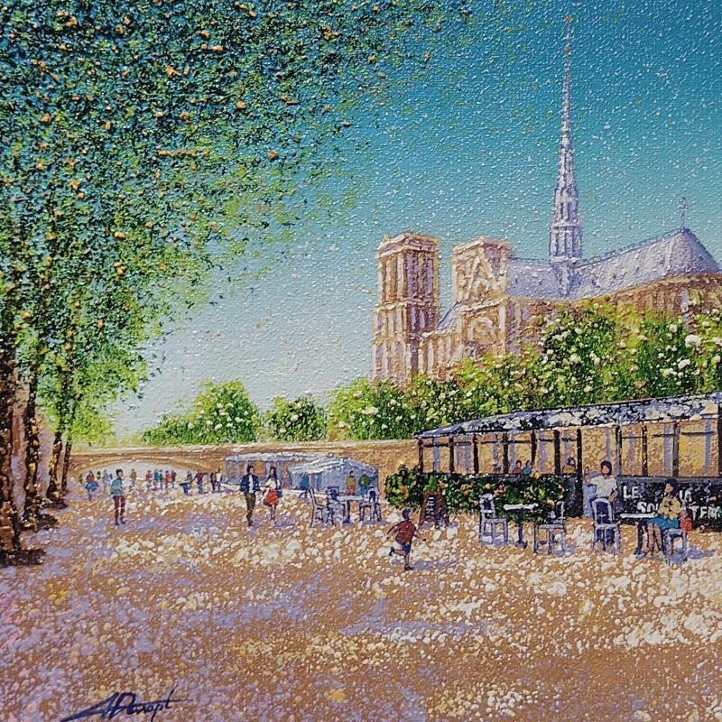 Peinture Les Quais de Notre-Dame par Dessapt Alan | Tableau Figuratif Urbain Huile Acrylique