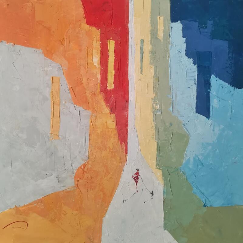 Peinture 08:00 AM par Tomàs | Tableau Abstrait Société Urbain Scènes de vie Huile