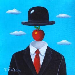 Painting Think apple by Trevisan Carlo | Painting Surrealism Oil Portrait