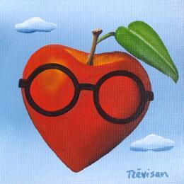 Painting The red student by Trevisan Carlo | Painting Surrealism Oil Minimalist