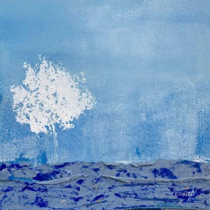 Peinture Un arbre près duquel se ressourcer par Escolier Odile | Tableau Figuratif Acrylique, Collage, Encre, Pastel, Upcycling Minimaliste, Nature, Paysages