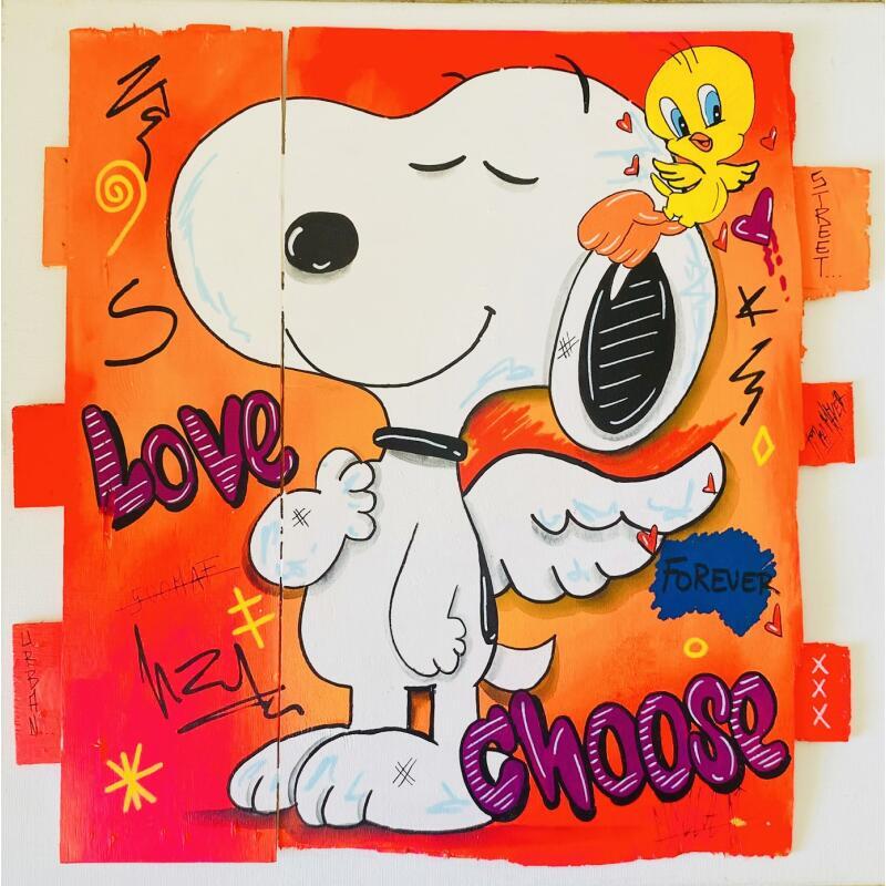 Gemälde Je t'aime von Molla Nathalie  | Gemälde Pop-Art Pop-Ikonen Acryl Posca