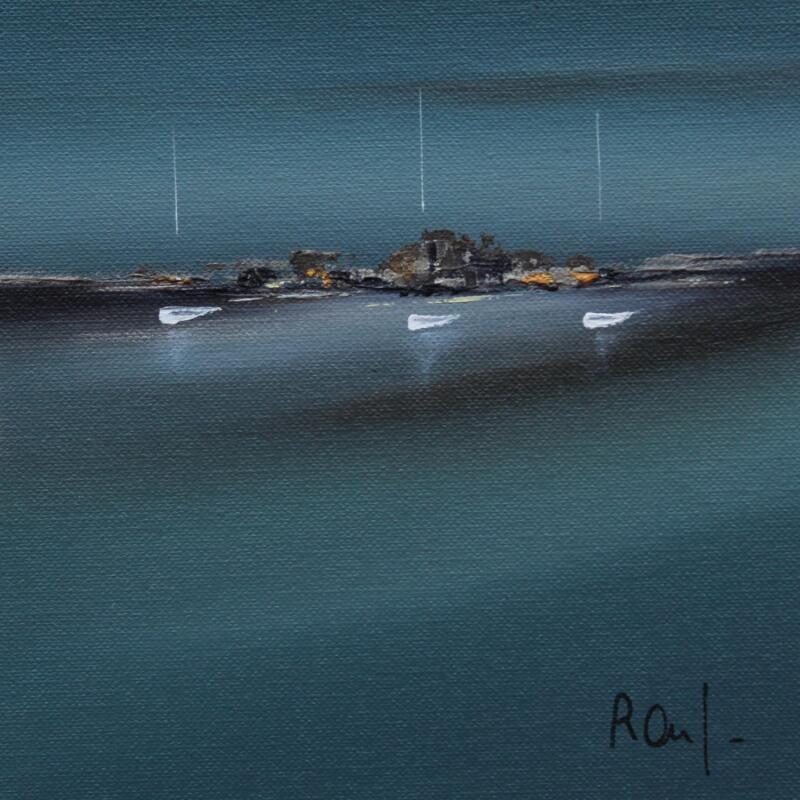 Painting Ambiance marine 78 by Roussel Marie-Ange et Fanny | Painting Figurative Marine Minimalist Oil