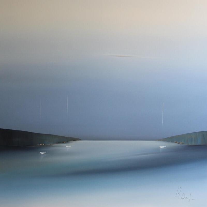 Painting Ambiance marine 78 by Roussel Marie-Ange et Fanny | Painting Figurative Marine Minimalist Oil