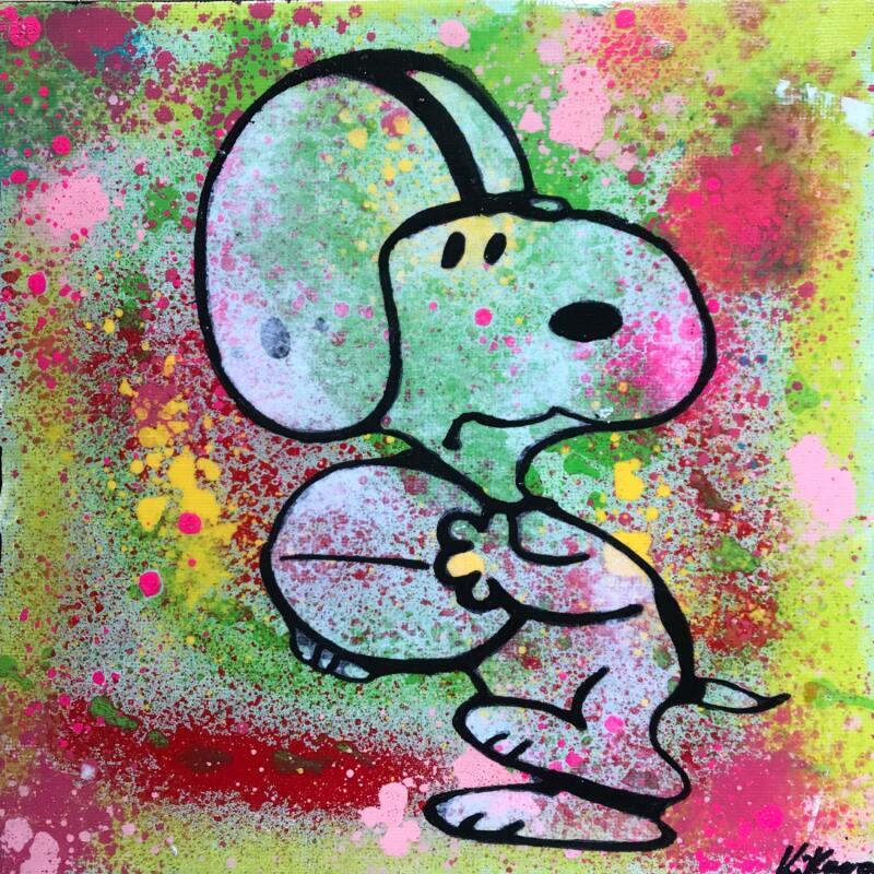Peinture Snoopy dreaming par Kikayou | Tableau Pop-art Icones Pop Graffiti Acrylique Collage