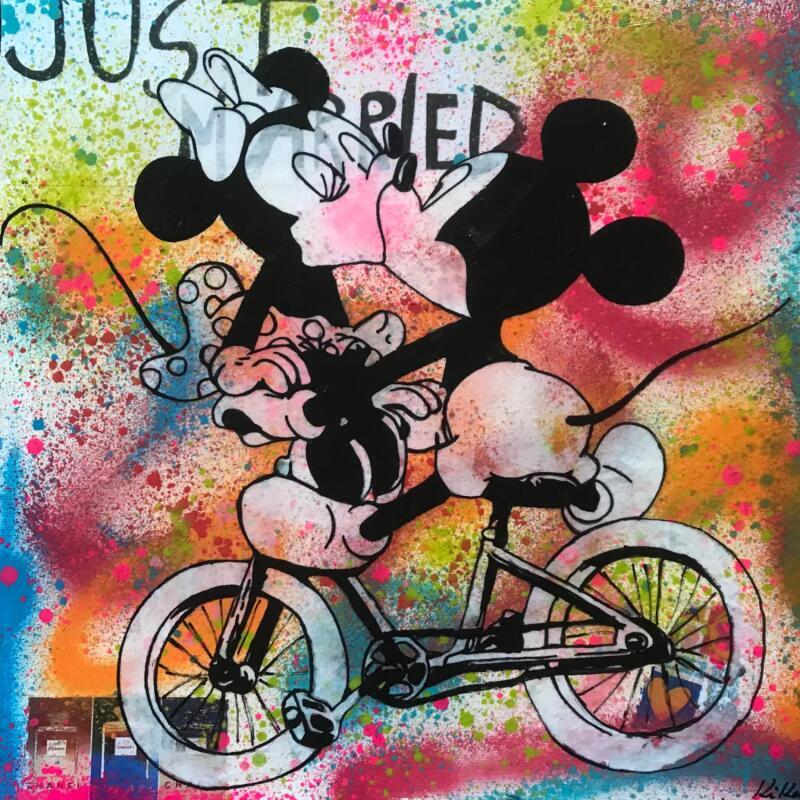 Peinture Just married par Kikayou | Tableau Pop-art Icones Pop Graffiti Acrylique Collage