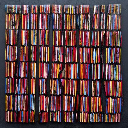 Painting Bc12 8 rangs multi rouge by Langeron Luc | Painting Subject matter Acrylic, Resin, Wood