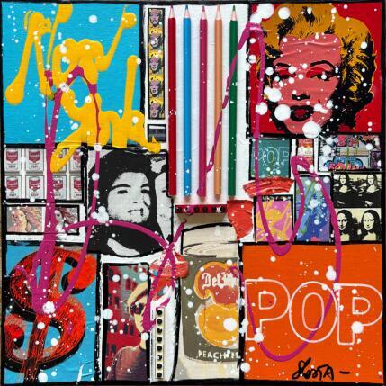 Peinture POP NY (WARHOL) par Costa Sophie | Tableau Pop-art Acrylique, Collage, Upcycling Icones Pop