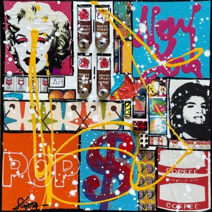Peinture POP NY (Pencil) par Costa Sophie | Tableau Pop-art Acrylique, Collage, Upcycling Icones Pop