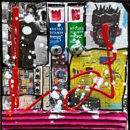 Peinture Tribute to Basquiat (the artist) par Costa Sophie | Tableau Pop-art Acrylique, Collage, Upcycling Icones Pop