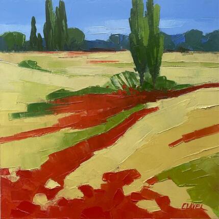 Painting Au rythme des coquelicots by Clavel Pier-Marion | Painting Impressionism Oil Landscapes, Pop icons