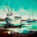 Painting Bateaux à marée basse by Langlois Jean-Luc | Painting Figurative Marine Watercolor