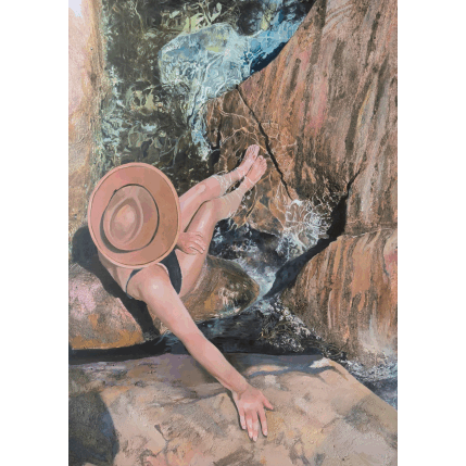 Peinture La Baigneuse par Lorene Perez | Tableau Figuratif Huile Scènes de vie