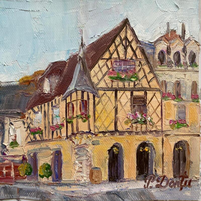 Gemälde Les maisons typiques de Bourges  von Dontu Patricia | Gemälde Figurativ Öl