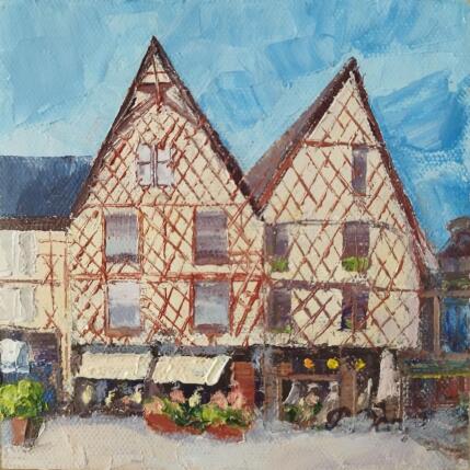 Peinture Les maisons typiques à Bourges par Dontu Patricia | Tableau Figuratif Huile