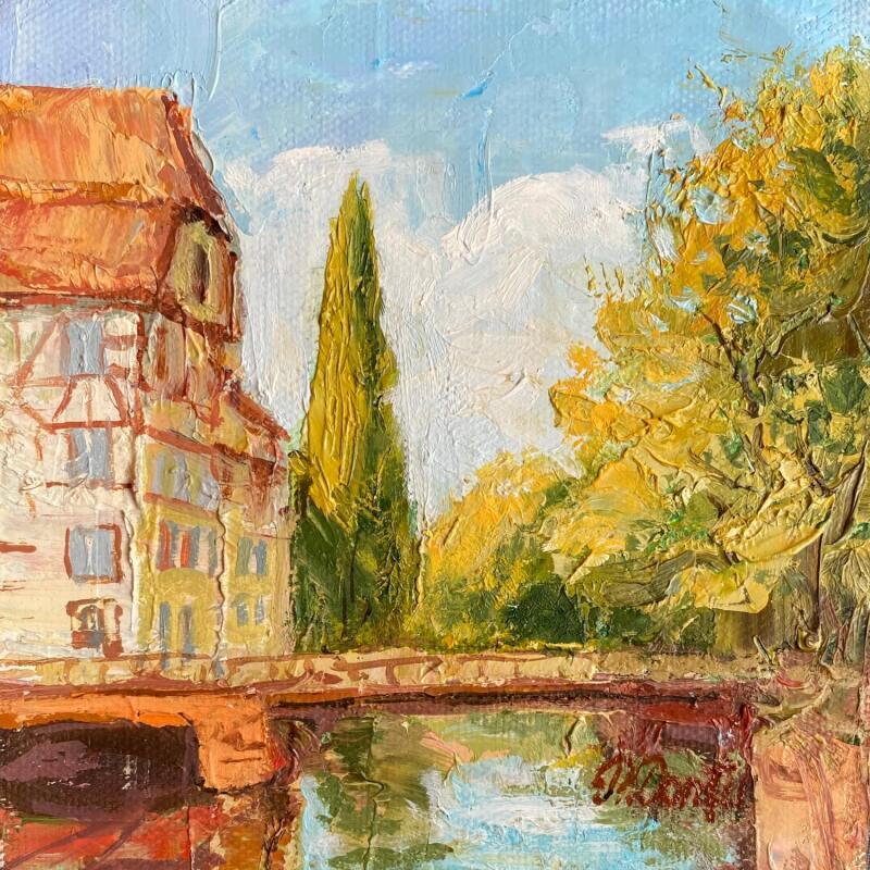 Peinture Le pont en automne par Dontu Patricia | Tableau Figuratif Huile