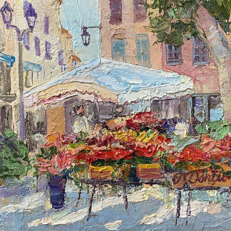 Peinture La scène de marché aux fleurs  par Dontu Patricia | Tableau Figuratif Huile