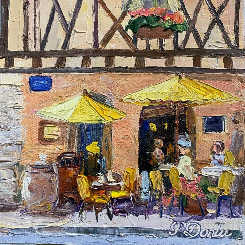Peinture Les parasols jaunes par Dontu Patricia | Tableau Figuratif Huile