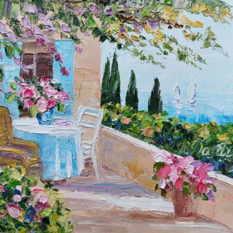 Painting La terrasse au bord de la mer by Dontu Patricia | Painting Figurative Oil