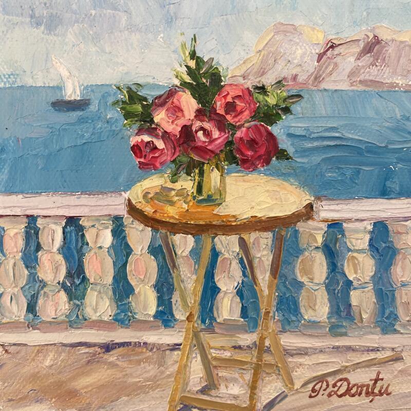 Painting Le vase avec des roses roses by Dontu Patricia | Painting Figurative Oil