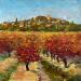 Peinture Les vignes en automne, village de Sancerre près de Bourges par Dontu Patricia | Tableau Figuratif Huile