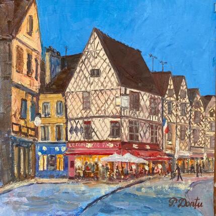 Peinture Le soir à Bourges  par Dontu Patricia | Tableau Figuratif Huile