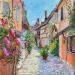 Painting La ruelle fleurie de Bourges  by Dontu Patricia | Painting Figurative Oil