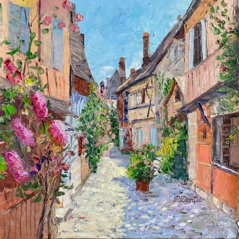 Painting La ruelle fleurie de Bourges  by Dontu Patricia | Painting Figurative Oil