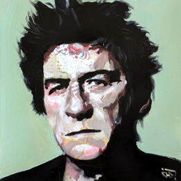 Painting Hubert-Félix Thiéfaine by G.C.Popartist | Painting Pop-art Gluing, Oil Music, Pop icons, Portrait