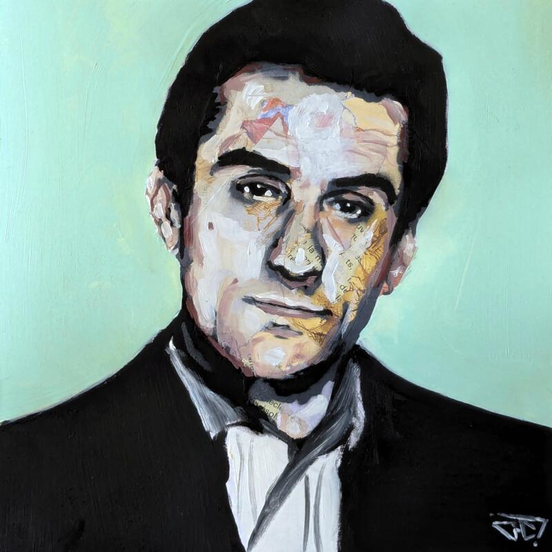 Peinture Robert de Niro par G.C.Popartist | Tableau Pop-art Portraits Cinéma Icones Pop Huile Collage