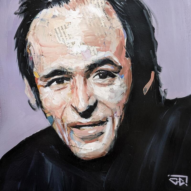 Peinture JJ Goldman par G.C.Popartist | Tableau Pop-art Icones Pop Graffiti Acrylique Collage