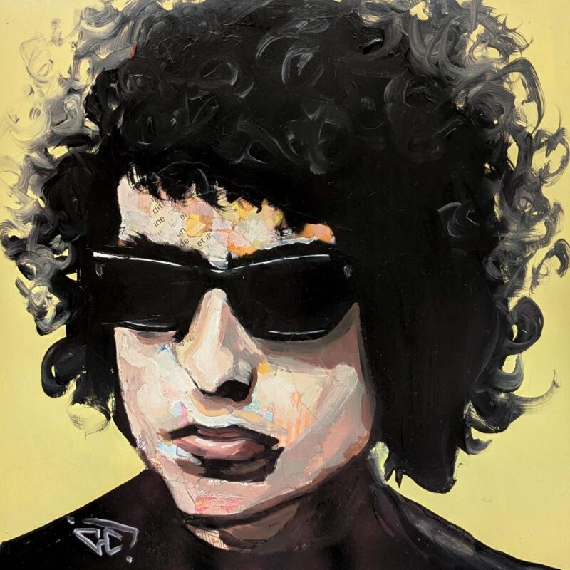 Peinture Bob Dylan par G.C.Popartist | Tableau Pop-art Icones Pop Graffiti Acrylique Collage