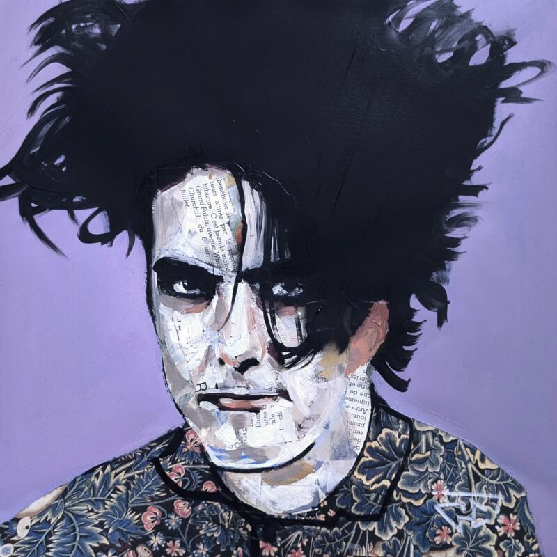 Painting Robert Smith by G.C.Popartist | Painting Pop-art Pop icons Graffiti Acrylic Gluing
