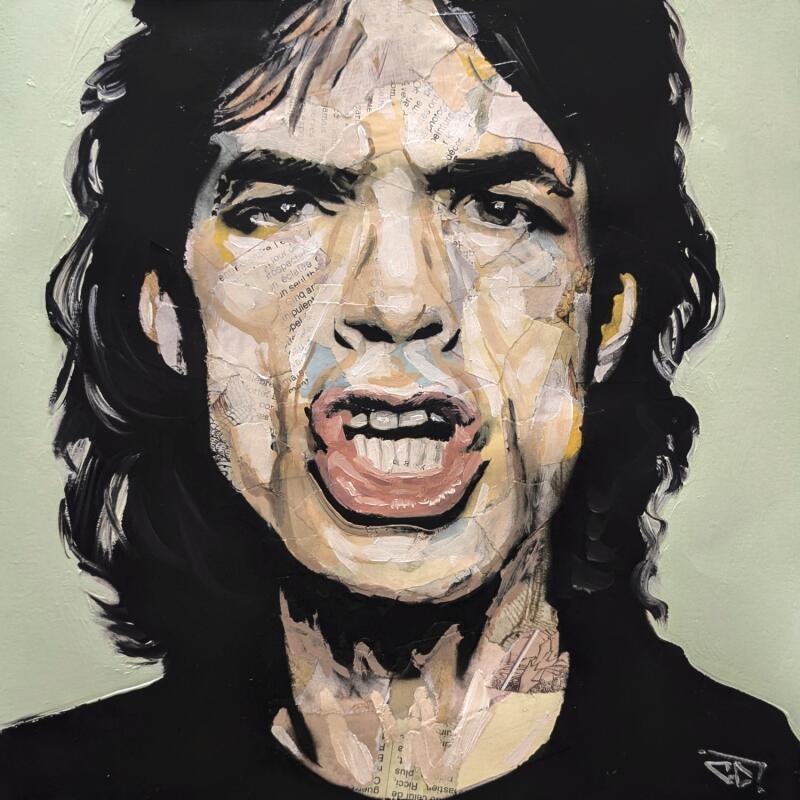 Peinture Mick Jagger par G.C.Popartist | Tableau Pop-art Icones Pop Graffiti Acrylique Collage