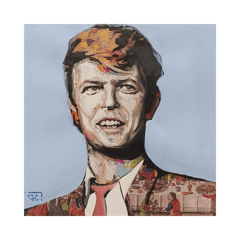 Peinture David Bowie par G.C.Popartist | Tableau Pop-art Icones Pop Graffiti Acrylique Collage
