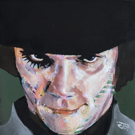 Peinture Alex Delarge - Orange Mécanique par G.C.Popartist | Tableau Pop-art Acrylique, Collage, Graffiti Icones Pop