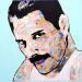 Painting Freddie Mercury  by G.C.Popartist | Painting Pop-art Pop icons Graffiti Acrylic Gluing