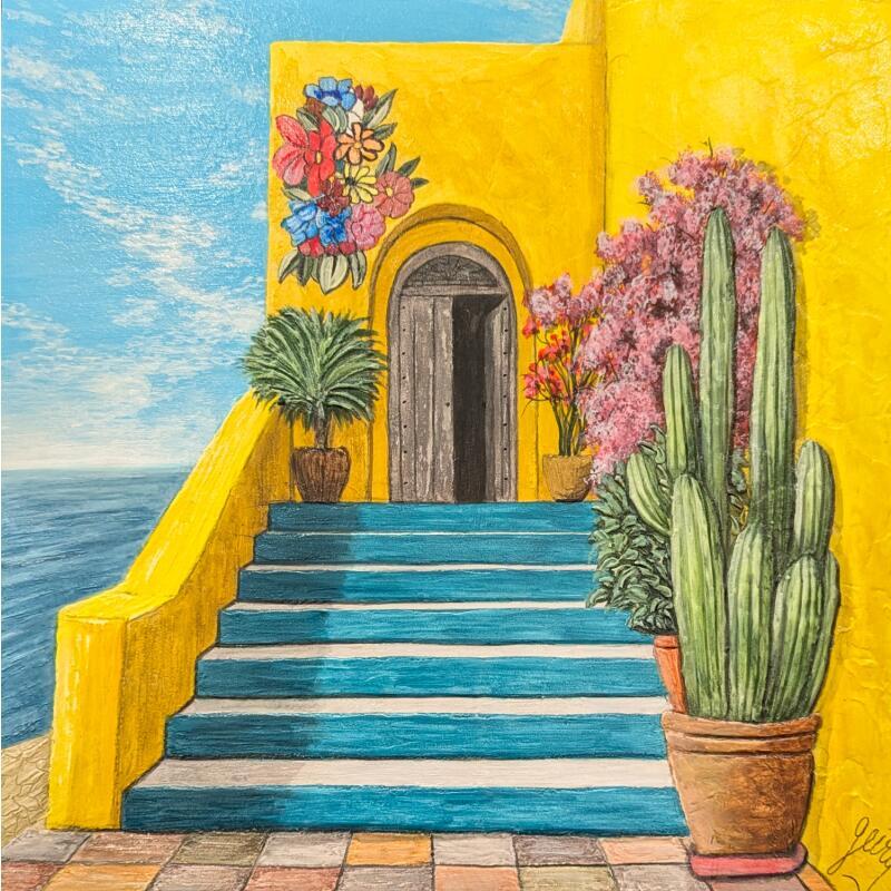 Peinture Oasis d'Azur par Geiry | Tableau Matiérisme