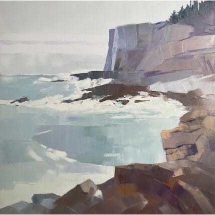 Painting Falaises by Clavel Pier-Marion | Painting Impressionism Oil, Wood Landscapes