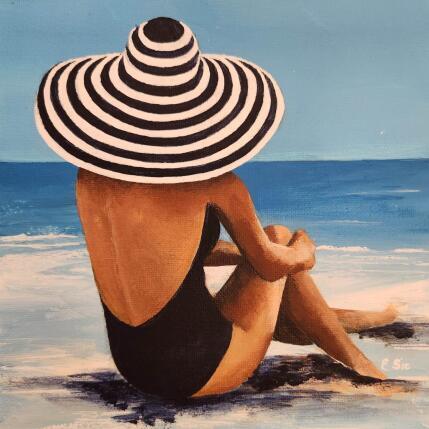 Peinture Bain de mer élégant par Sie Evelyne | Tableau Figuratif Acrylique Scènes de vie