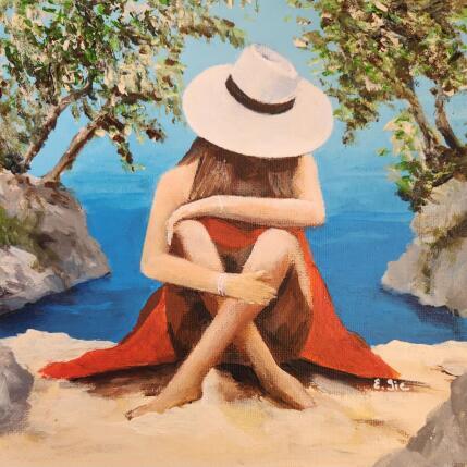 Peinture La crique par Sie Evelyne | Tableau Figuratif Acrylique Scènes de vie