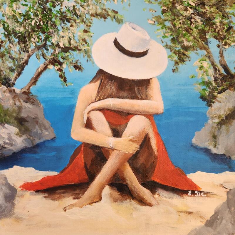Peinture La crique par Sie Evelyne | Tableau Figuratif Scènes de vie Acrylique