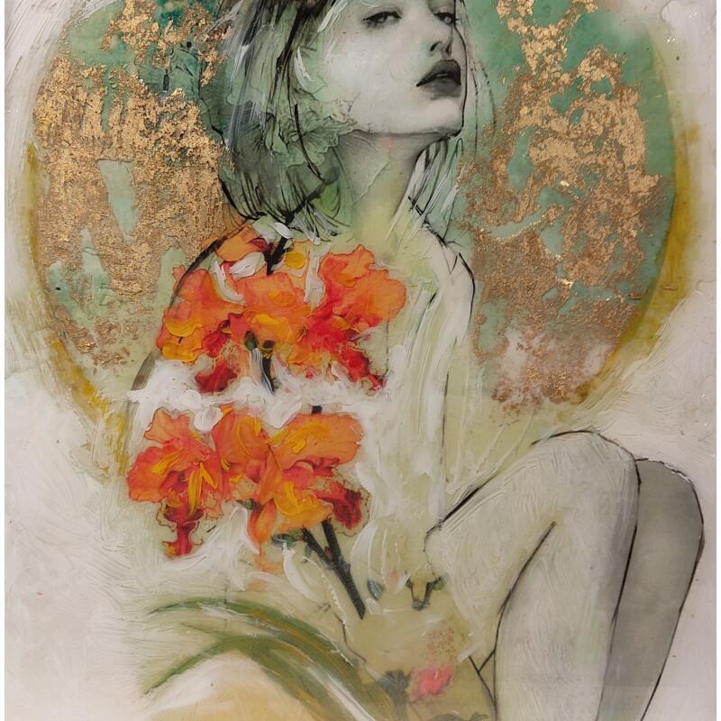 Peinture Mariona Sentada par Bofill Laura | Tableau Figuratif Portraits Acrylique Résine